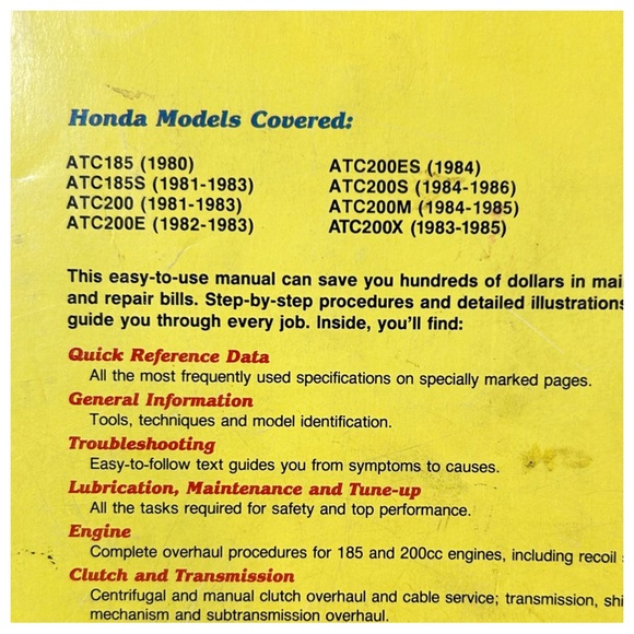 Vintage Honda ATC 185& 200 Manual - Picture 7 of 9